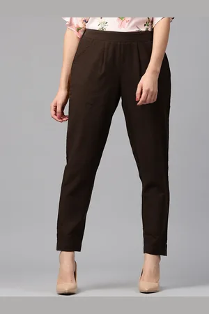 Kalini Women Mid-Rise Pleated Cotton Trousers