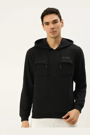 Flying Machine Men Black Hooded Sweatshirt