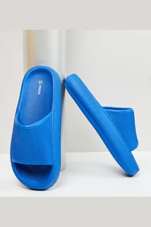 Max Collection Women Blue Self Design Slip On Sliders