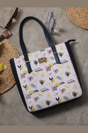 Priyaasi White Floral Printed PU Structured Shoulder Bag