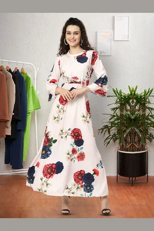 Moda Rapido Floral Print Applique Fit & Flare Dress