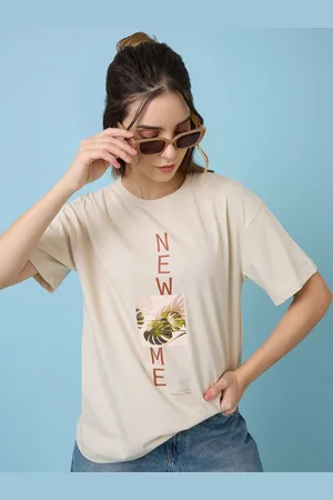 Mast & Harbour Women Printed Raw Edge T-shirt