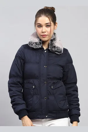 Monte Carlo Women Mock Collar Solid Casual Puffer Jacket