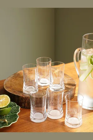 Pure Home and Living 6 Pieces Transparent Curved Glass Drinking Glasses