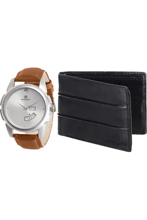 MARKQUES Men Brown Watch & Black Wallet Solid Accessory Gift Set STV-770904 BER-01