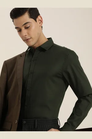 Invictus Men Green Estillo Slim Fit Pure Cotton Iron Free Casual Shirt