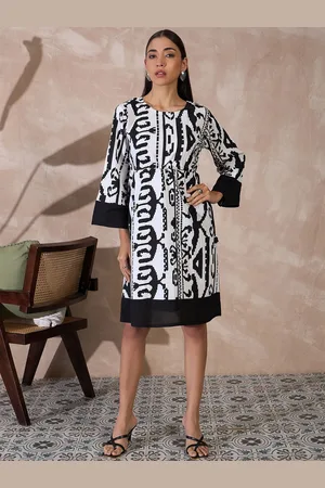 all about you Print Flared Sleeve Georgette A-Line Dress
