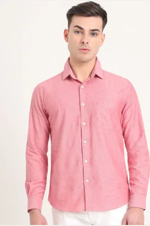 Greenfibre Men Regular Fit Spread Collar Solid Cotton Casual Shirt