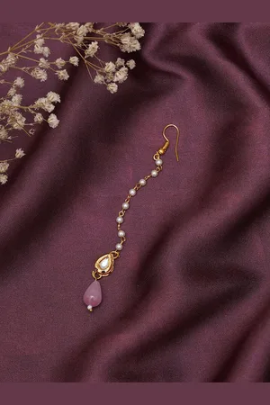 Ruby Raang Girls Gold-Plated Kundan Studded & Beads Beaded Maang Tikka