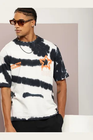 Kook N Keech Tie and Dye & Typography Drop-Shoulder Sleeves Oversized T-shirt