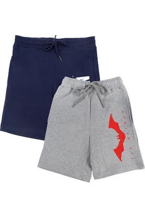 Wear Your Mind Boys Pack Of 2 Navy Blue & Grey Printed Batman Shorts