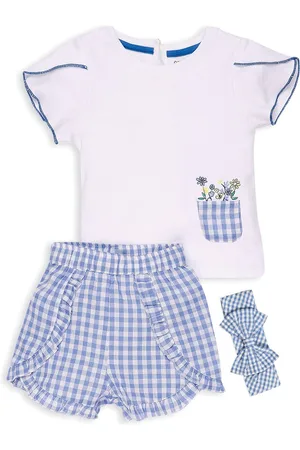My Milestones Girls Checked T-shirt with Shorts