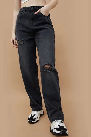 Lifestyle Women Straight Fit Slash Knee Cotton Jeans