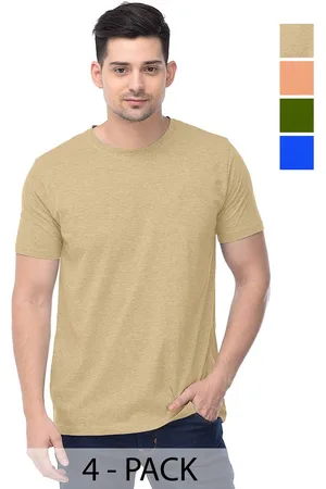 Color Capital Unisex Pack Of 4 Solid Round Neck Cotton T-shirts