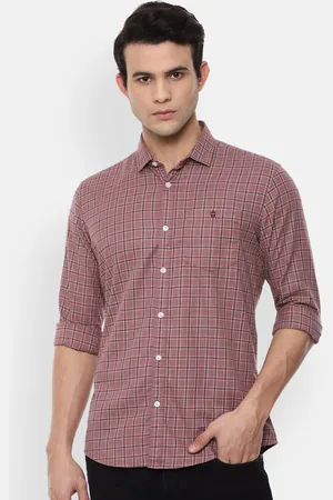 Louis Philippe Men Maroon Slim Fit Opaque Checked Casual Shirt