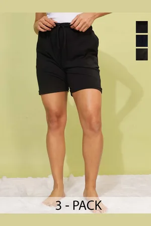 Dollar Missy Women Pack Of 3 Mid Rise Cotton Sports Shorts