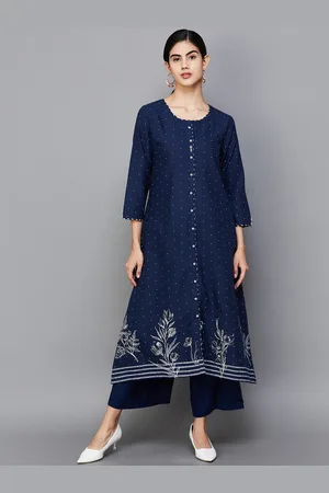 Lifestyle Geometric Cotton Thread Work Anarkali Kurta