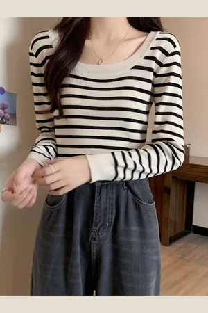 HERE&NOW Women Striped Cotton Top