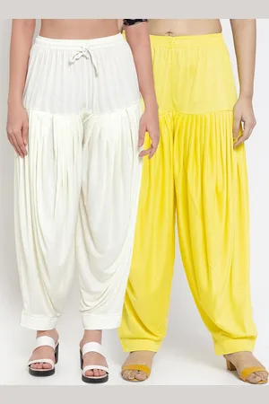 GRACIT Women Yellow & Off White Set of 2 Lycra Patiala