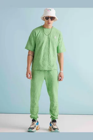 Muvazo Men Textured Relaxed Fit Joggers