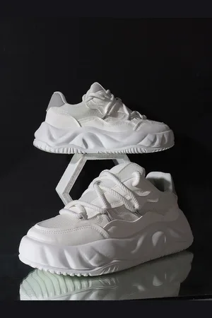 THE WHITE POLE Men Woven Design High-Top Sneakers