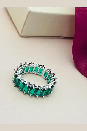 ABDESIGNS Exquisite Silver Plated American Diamond Stone Studded Ring