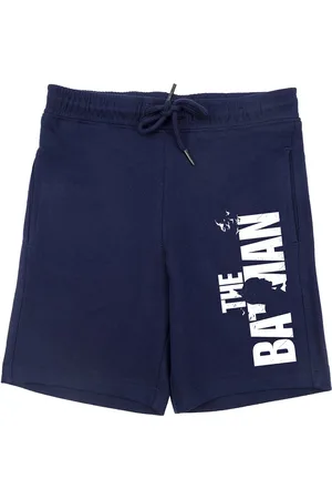 Wear Your Mind Boys Navy Blue Typography Printed Batman Shorts