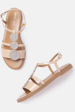 Geox Women Beige Embellished One Toe Flats