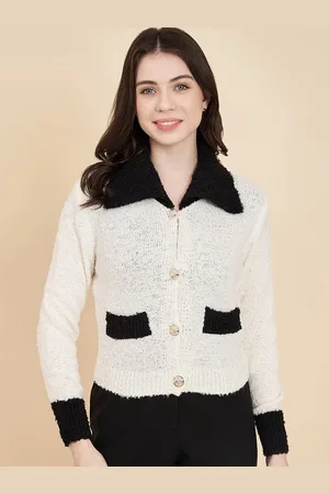 Chemistry Open Knit Drop Shoulder Sleeves Wool Cardigan Sweater