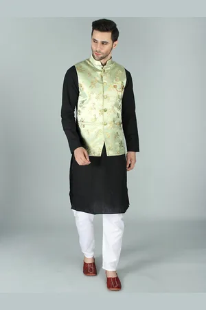 Exotic India Frost Ethnic Party Wear Floral Brocade Nehru Jacket Waist Coat