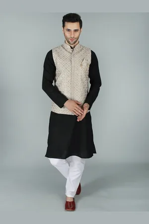 Exotic India Silver Cloud Kamdani Chikankari Ethnic Georgette Nehru Jacket Waist Coat