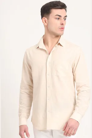 Greenfibre Men Regular Fit Spread Collar Solid Cotton Casual Shirt