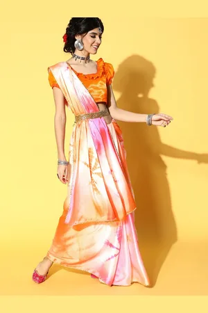 DIVASTRI Tie and Dye Satin Saree
