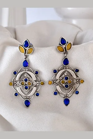 Dastoor Silver-Plated Contemporary Drop Earrings