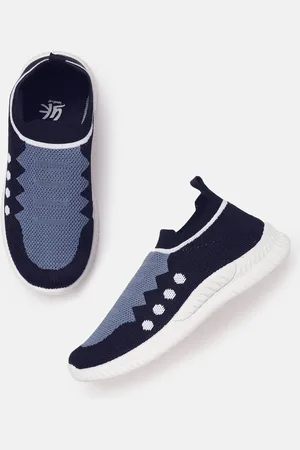 YK Boys Blue Woven Design Slip-On Sneakers