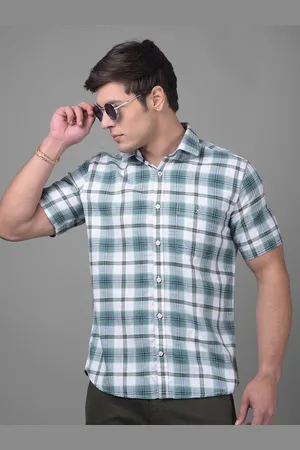 Crimsoune Club Classic Slim Fit Tartan Checks Opaque Cotton Casual Shirt