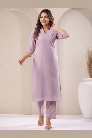 Janasya Women Regular Pure Cotton Kurta with Trousers