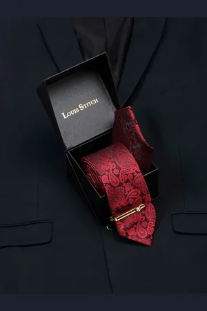 LOUIS STITCH Men Woven Design Silk Necktie Accessory Gift Set