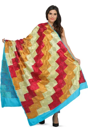 Exotic India Phulkari Hand-Embroidered Chiffon Dupatta