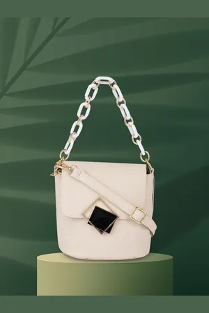 Fastrack Off White Solid PU Regular Bucket Handheld Bag with Quilted Detail