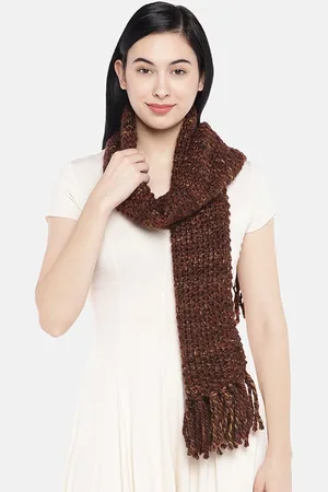 Magic Needles Women Acrylic Scarf With Tassels