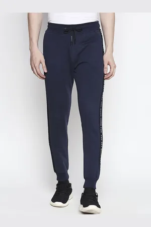 SPYKAR Men Navy Blue Solid Slim-Fit Cotton Track Pants