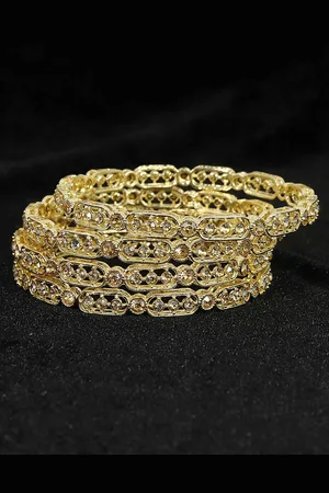 NMII Set Of 4 Gold Plated American Diamond Bangle
