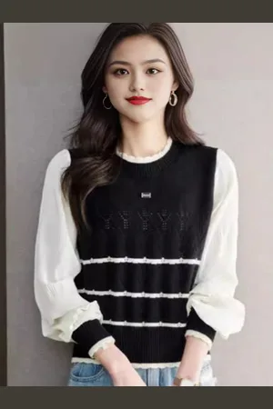 HERE&NOW Women Striped Round Neck Top