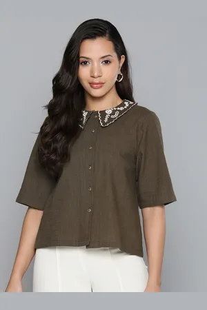 Scouph Floral Embroidered Pure Cotton Shirt Style Top