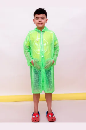 BAESD Kids Printed Hooded Full Sleeves Rain Jacket