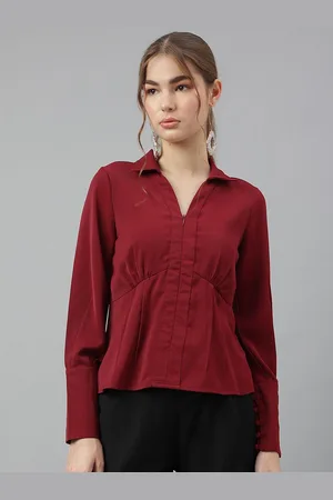 Latin Quarters Women Solid Shirt Collar Top