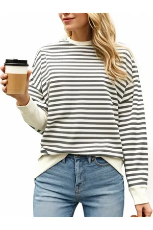 DressBerry Women Striped Extended Sleeves Pockets T-shirt