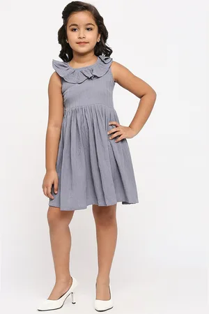 GUFRINA Girls Striped Ruffles Detailed Fit & Flare Dress