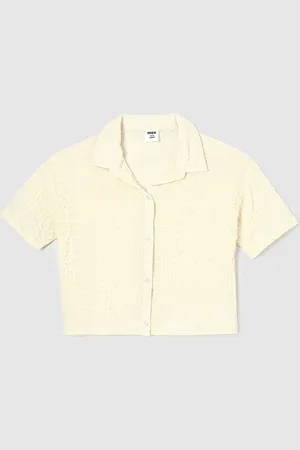Max Collection Girls Spread Collar Textured Cotton Casual Shirt